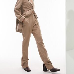 Topshop Slit Hem Straight Leg Pants, Beige, Size 4